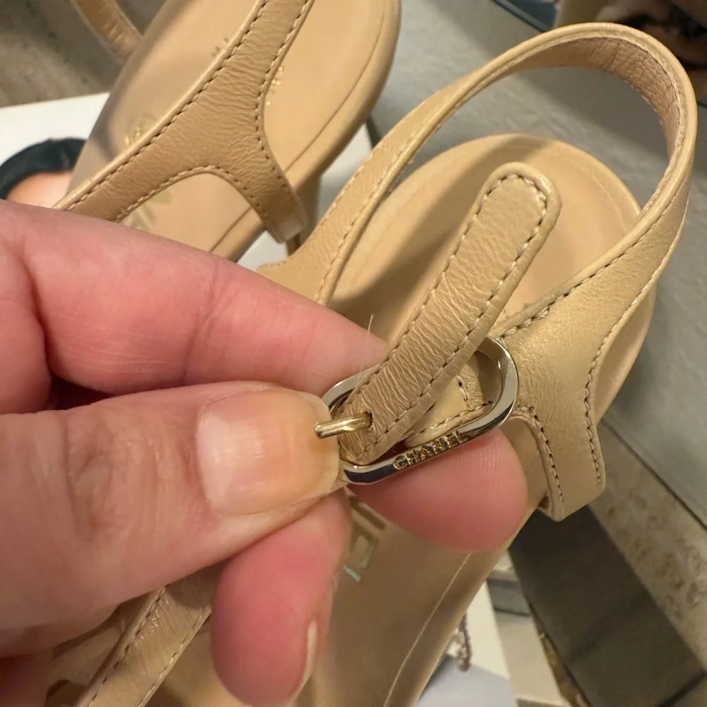 CHANEL Beige and Black Heels - Picture 7 of 12